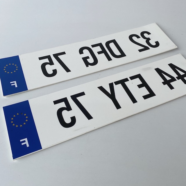 NUMBER PLATE, EU France - White Blue Reversed (Single)